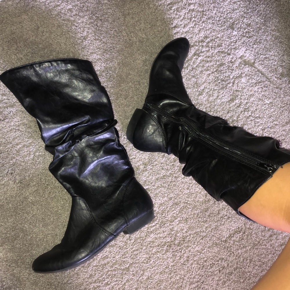 Tall Black Slouch Boots